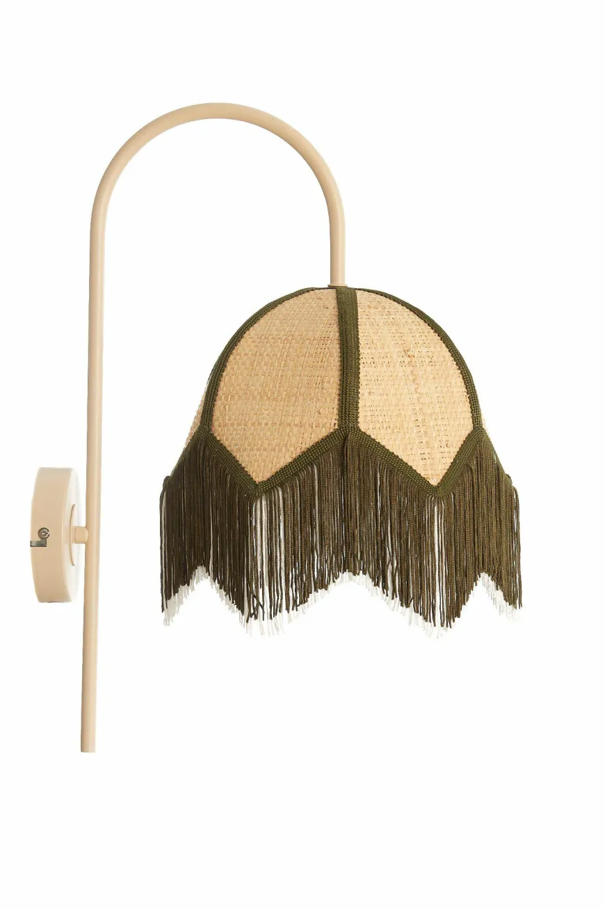 Light en Living Wandlamp 33x25x47 cm SULINA raffia naturel+groen