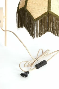 Light en Living Wandlamp 33x25x47 cm SULINA raffia naturel+groen