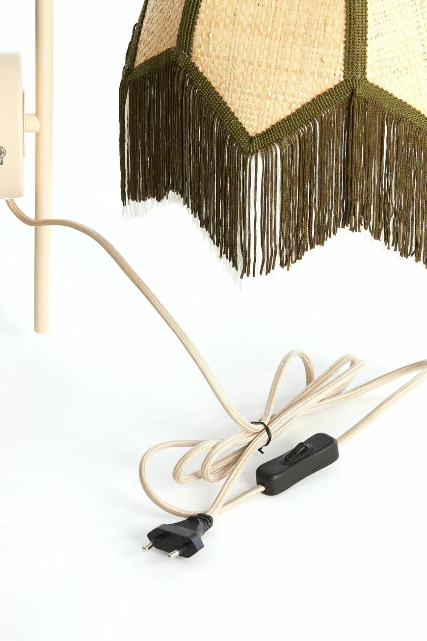 Light en Living Wandlamp 33x25x47 cm SULINA raffia naturel+groen