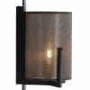 Light en Living Wandlamp 22X18X36 cm Litto zwart+Linnen donkerbruin