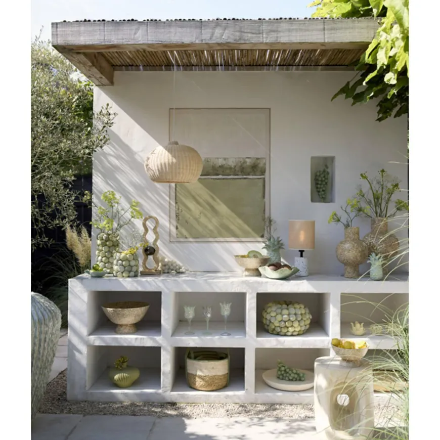 Light en Living Wandornament 90x3,5x120 cm MAREYA olijfgroen+crème