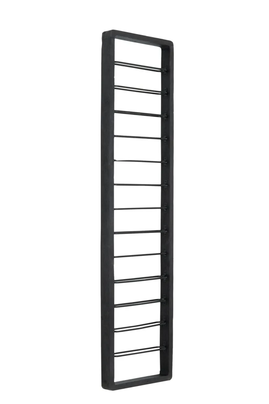 Light en Living Wijnrek 13 flessen 40x6x160 cm SORRENTO hout zwart+zwart