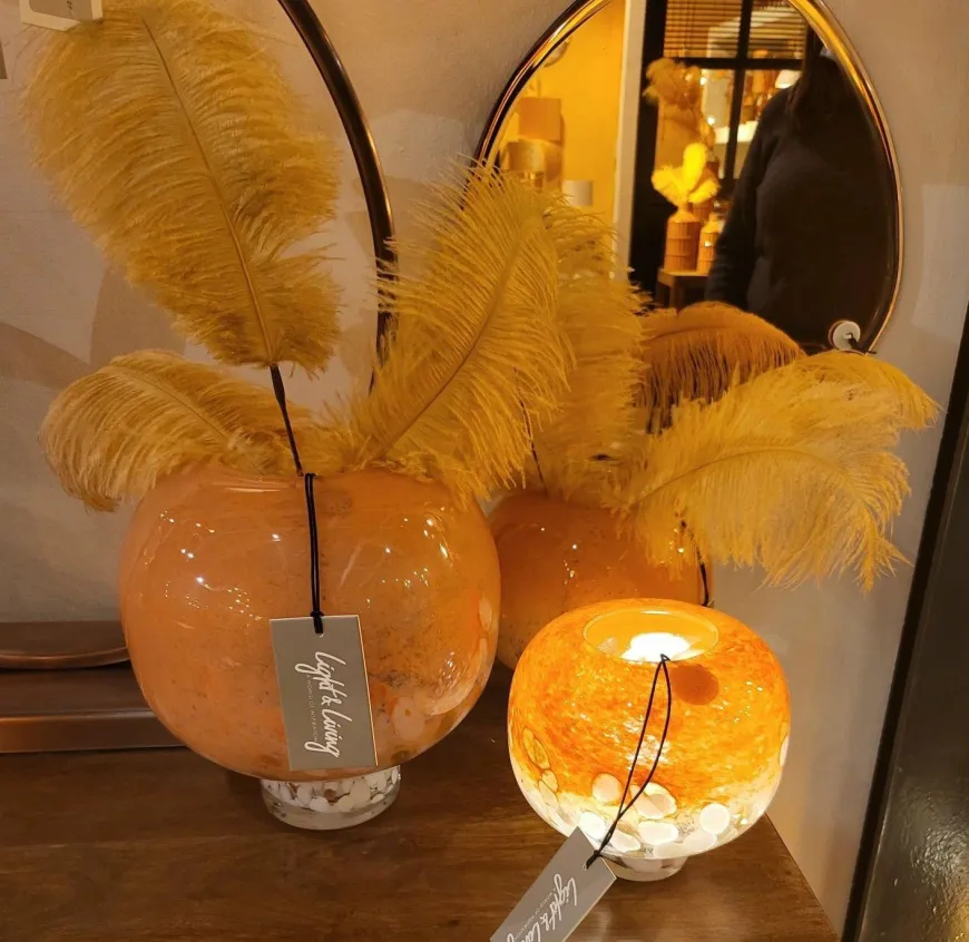 Light en Living Windlicht ELIA glas perzik