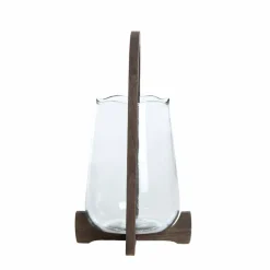 Light en Living Windlicht Ø26x48 cm ANOSY glas helder+hout mat donkerbruin