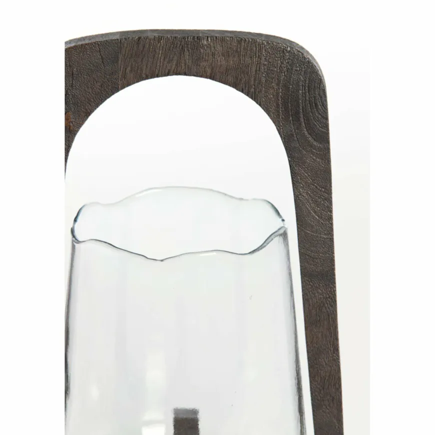 Light en Living Windlicht Ø26x48 cm ANOSY glas helder+hout mat donkerbruin