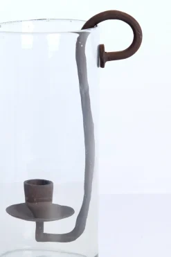 Light en Living Windlicht 17X13X28,5 cm DOLEGA glas helder+donkerbruin