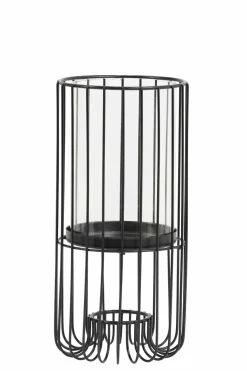 Light en Living Windlicht BRISLA mat zwart - 2 maten