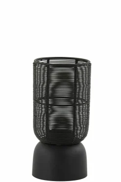 Light en Living Windlicht Lezuza mat zwart Ø10x21 cm