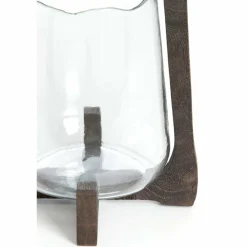 Light en Living Windlicht Ø18x26,5 cm ANOSY glas helder+hout mat d bruin