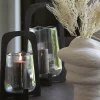 Light en Living Windlicht Ø21,5x35 cm ANOSY glas helder+hout mat d bruin