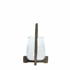 Light en Living Windlicht Ø21,5x35 cm ANOSY glas helder+hout mat d bruin
