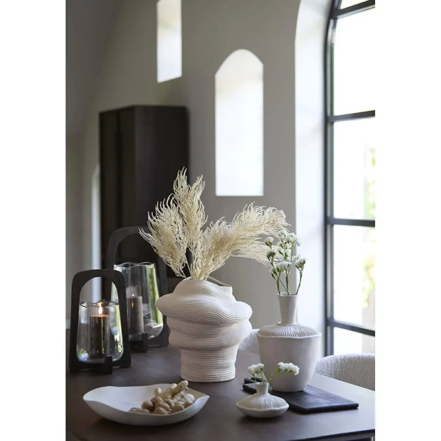 Light en Living Windlicht Ø21,5x35 cm ANOSY glas helder+hout mat d bruin