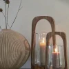 Light en Living Windlicht Ø21,5x35 cm ANOSY glas helder+hout naturel