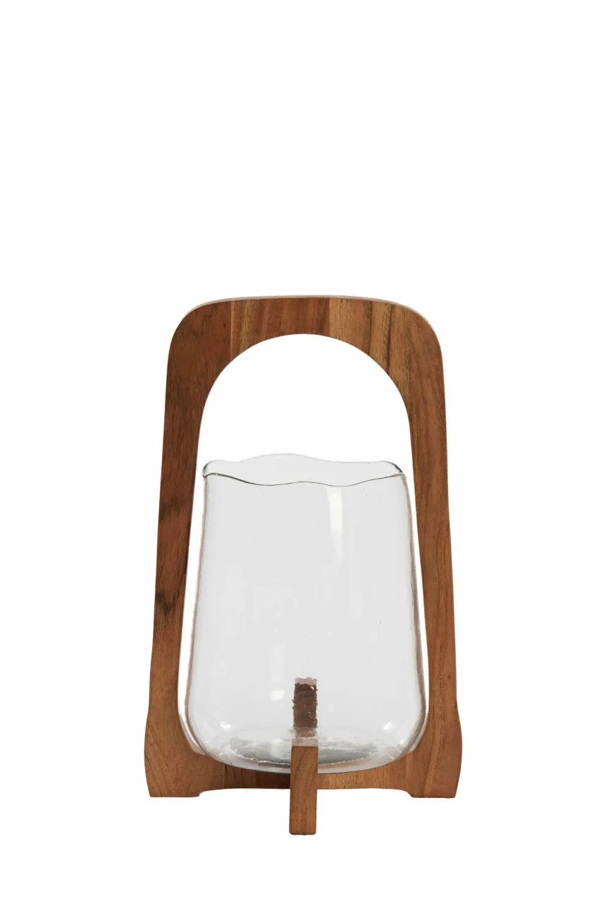 Light en Living Windlicht Ø21,5x35 cm ANOSY glas helder+hout naturel