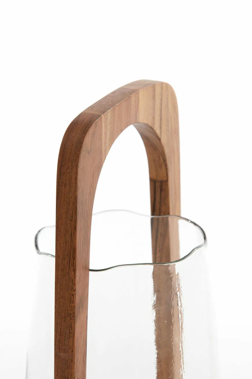 Light en Living Windlicht Ø21,5x35 cm ANOSY glas helder+hout naturel