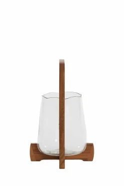 Light en Living Windlicht Ø21,5x35 cm ANOSY glas helder+hout naturel