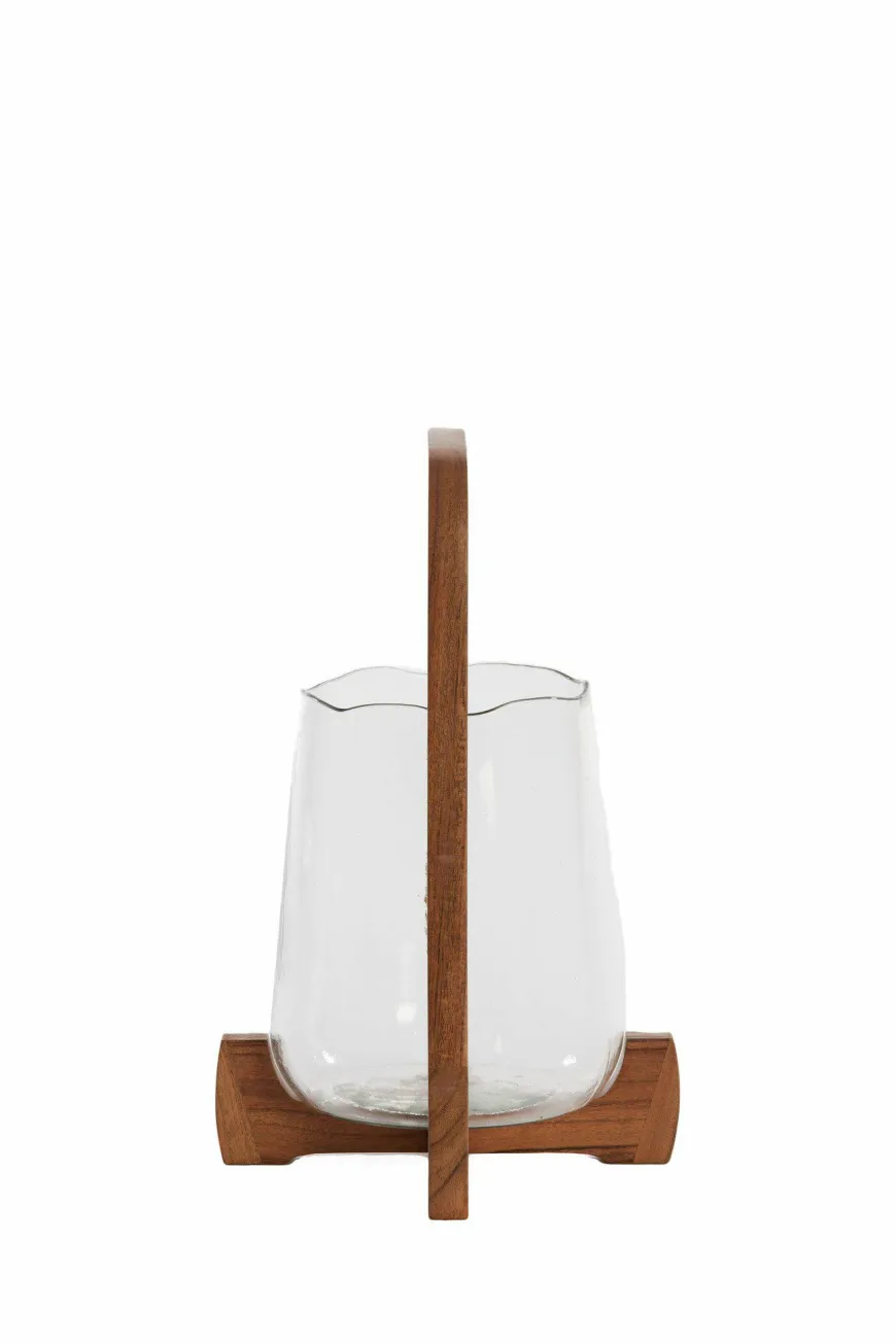 Light en Living Windlicht Ø21,5x35 cm ANOSY glas helder+hout naturel