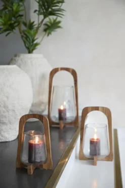 Light en Living Windlicht Ø21,5x35 cm ANOSY glas helder+hout naturel