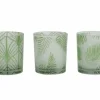 Light en Living Windlicht set van 3 FOLHAS Glas Groen