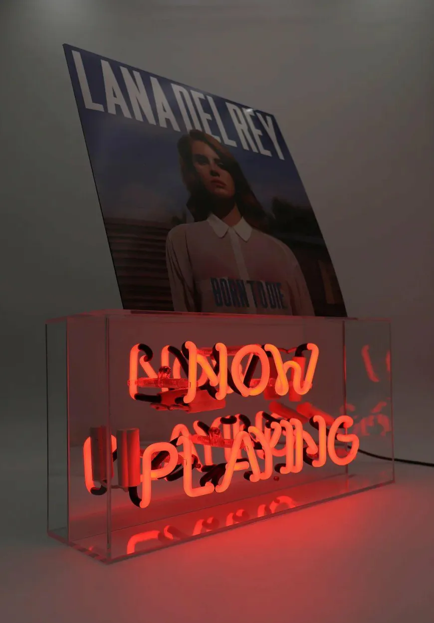 Locomocean Glazen Neon Lamp Box Display - 'Now Playing'