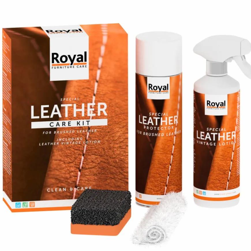 Oranje Leather Care Kit geschuurd leder