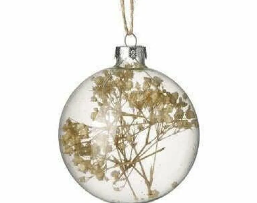 Parlane Kerstbal Ø8x8 cm DRIED FLORAL glas