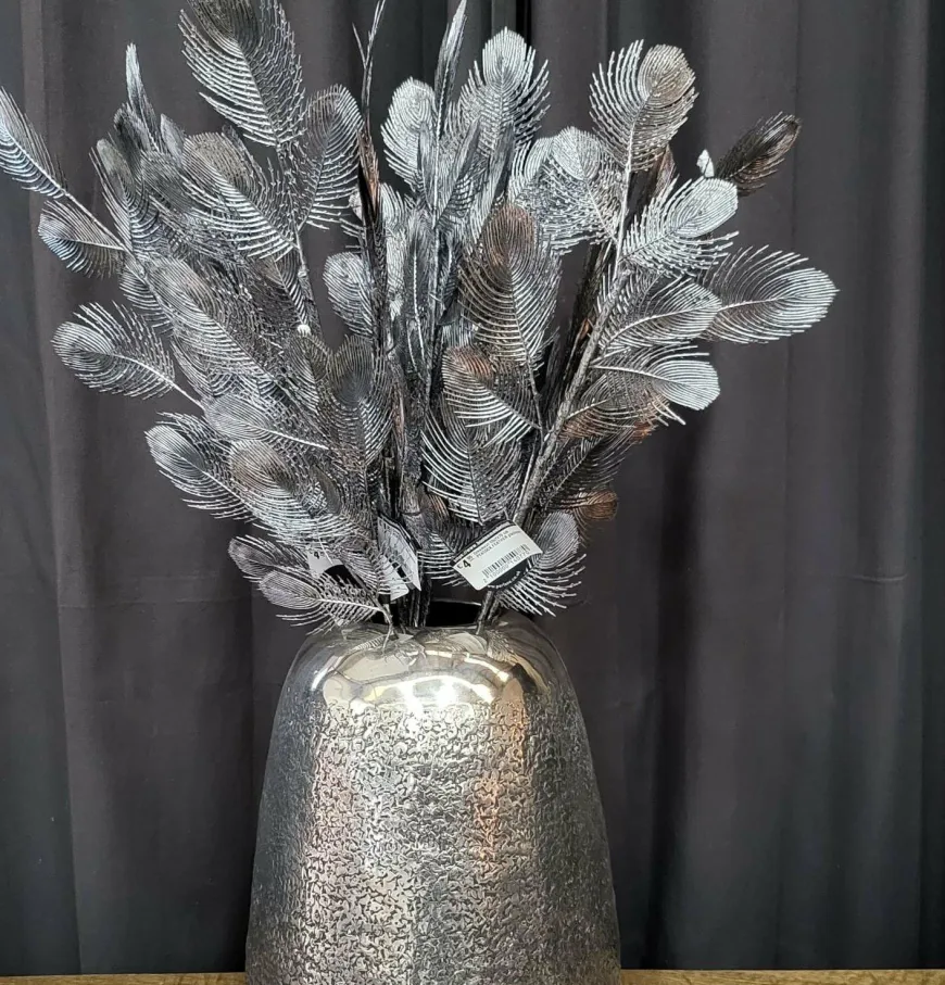 Parlane Ornament 10x2x76 cm PEACOCK FEATHER platinum