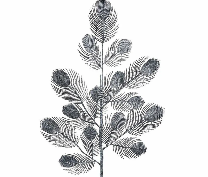 Parlane Ornament 10x2x76 cm PEACOCK FEATHER platinum