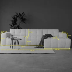 Pepp Interiors Bank Wave 2.5 zits met chaise longue links modesto 484