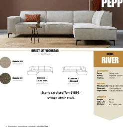 Pepp Interiors Hoekbank River - Ottoman links - Majestic 607