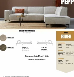 Pepp Interiors Hoekbank River - Ottoman links - Majestic 603