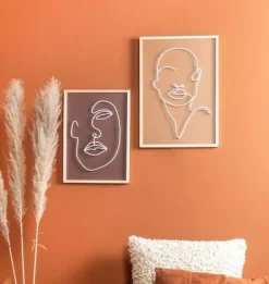 Present Time Schilderij Art Line Drawing groot
