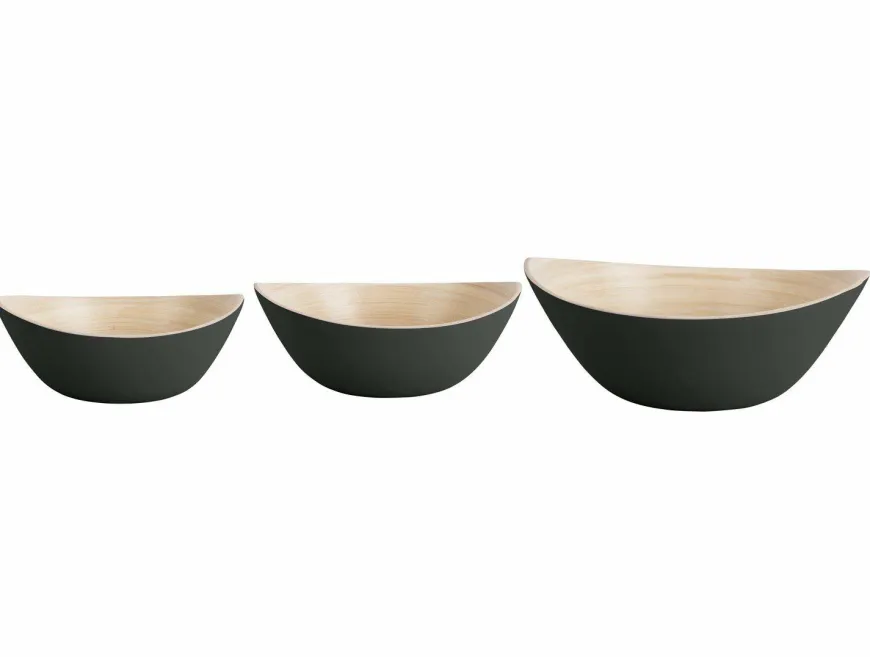 Present Time Set van 3 schalen Puro Oval Zwart