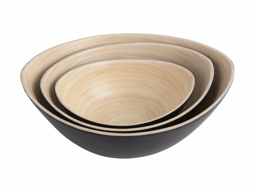Present Time Set van 3 schalen Puro Oval Zwart