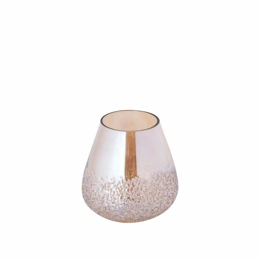 PTMD Ameara Amber glas rond taps windlicht M