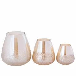 PTMD Ameara Amber glas rond taps windlicht M