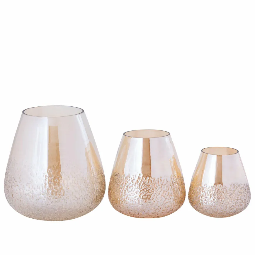 PTMD Ameara Amber glas rond taps windlicht M