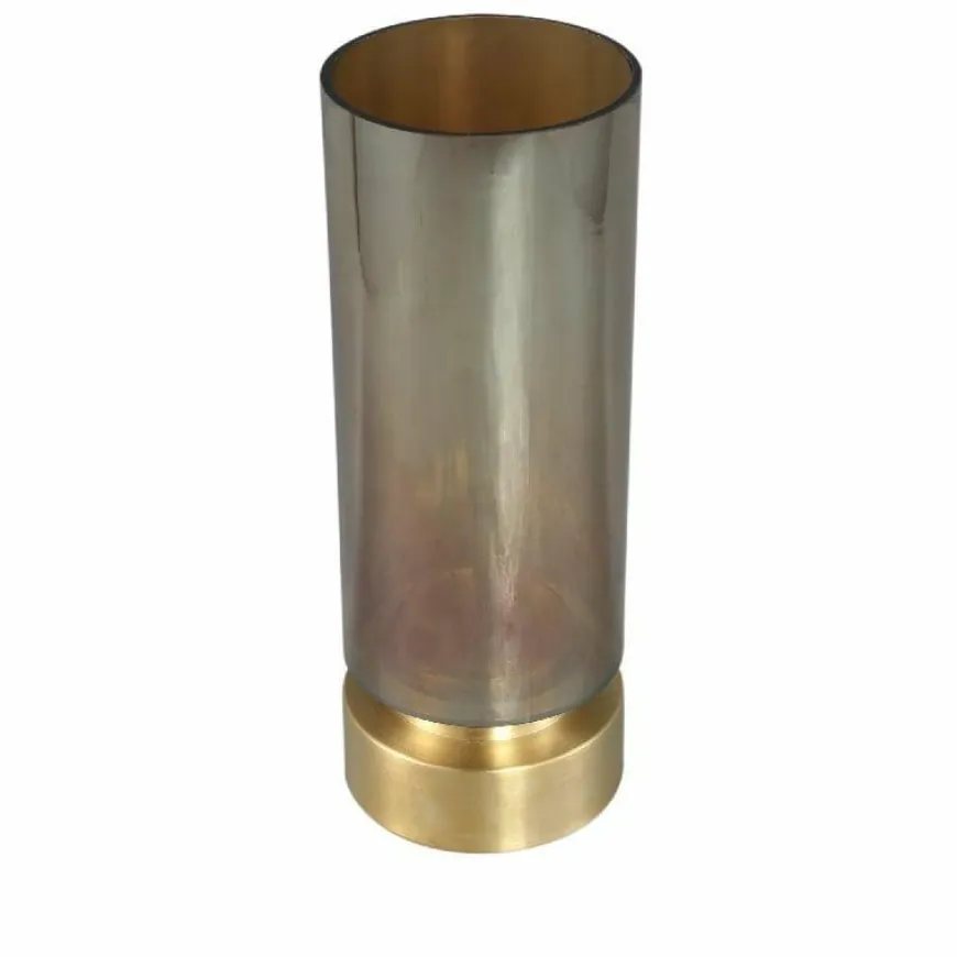 PTMD Kandelaar / Vaas Morrible Amber round glas laag