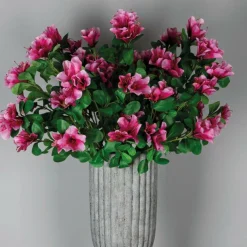 PTMD Kunstbloem roze azalea met bladeren
