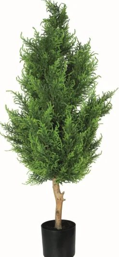 PTMD Kunstboom Ceder groen in plastic pot 120 cm hoog