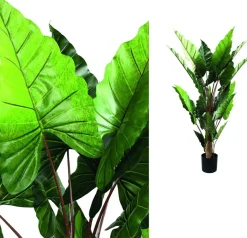 PTMD Kunstplant groen blad in zwarte pot - 170 cm hoog