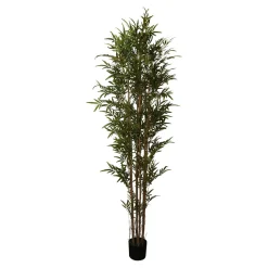PTMD Kunstplant groene bamboo in zwarte plastic pot L