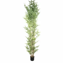 PTMD Kunstplant Leaves Plant green bamboo natural in pot - 240 cm hoog