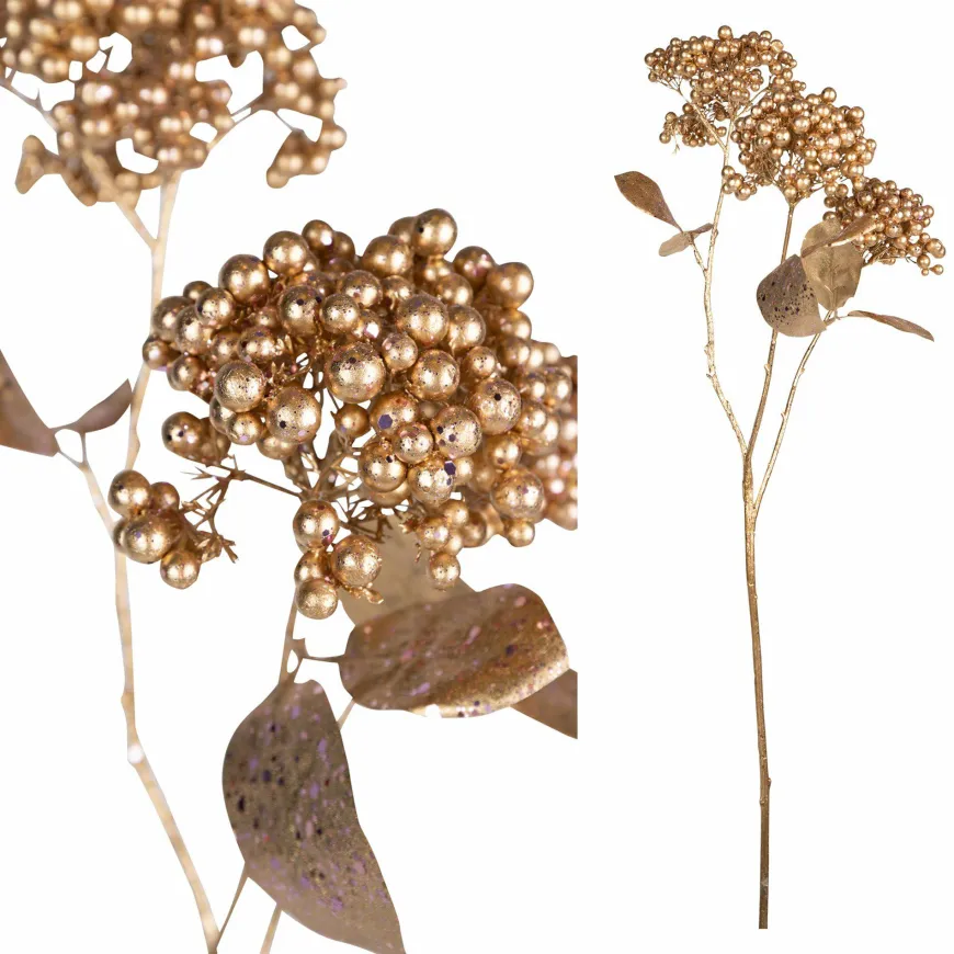 PTMD Kunsttak Berry Plant rose gold glitter berry spray