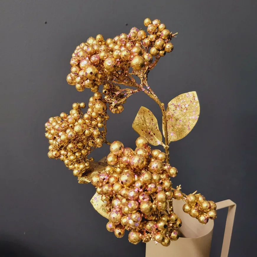PTMD Kunsttak Berry Plant rose gold glitter berry spray