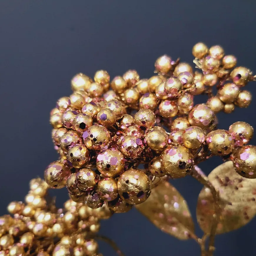 PTMD Kunsttak Berry Plant rose gold glitter berry spray