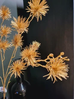 PTMD Kunsttak Twig Plant gold metallic pine spray