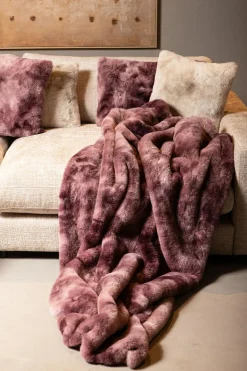 PTMD Kussen Linde Burgundy faux fur square S