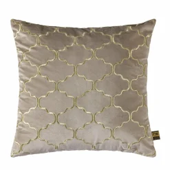PTMD Kussen Lizze Beige velvet embroidery patroon 45 x 45