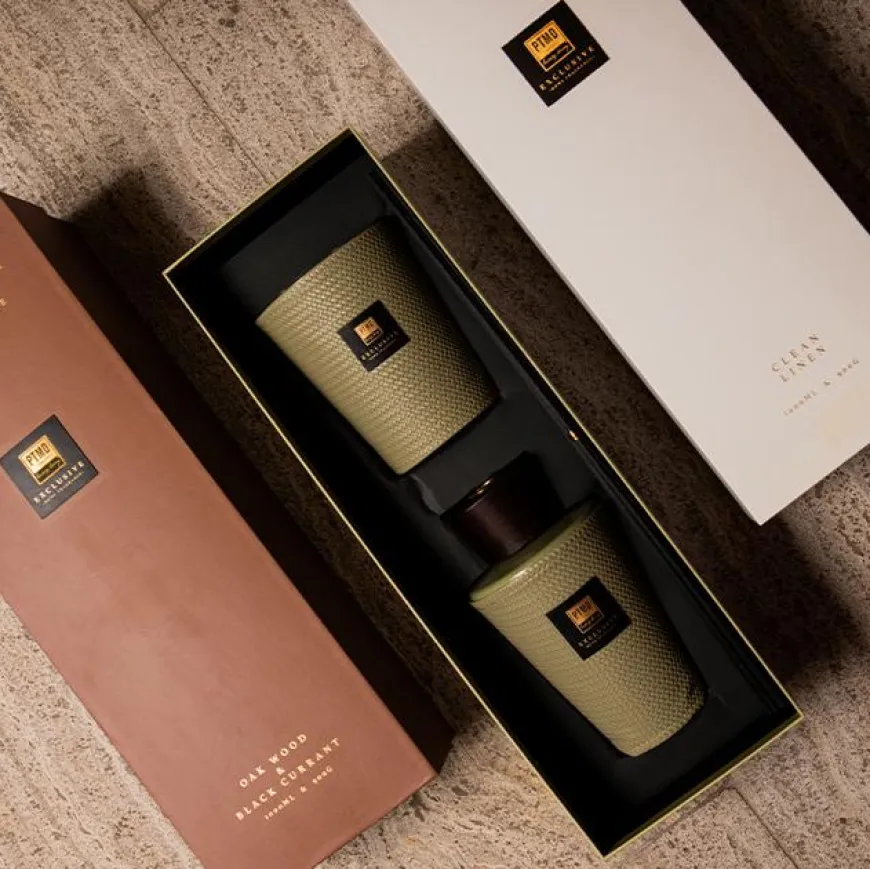 PTMD Luxe geur giftset Exclusieve geurstokjes 1L + geurkaars 900g blackcurrant